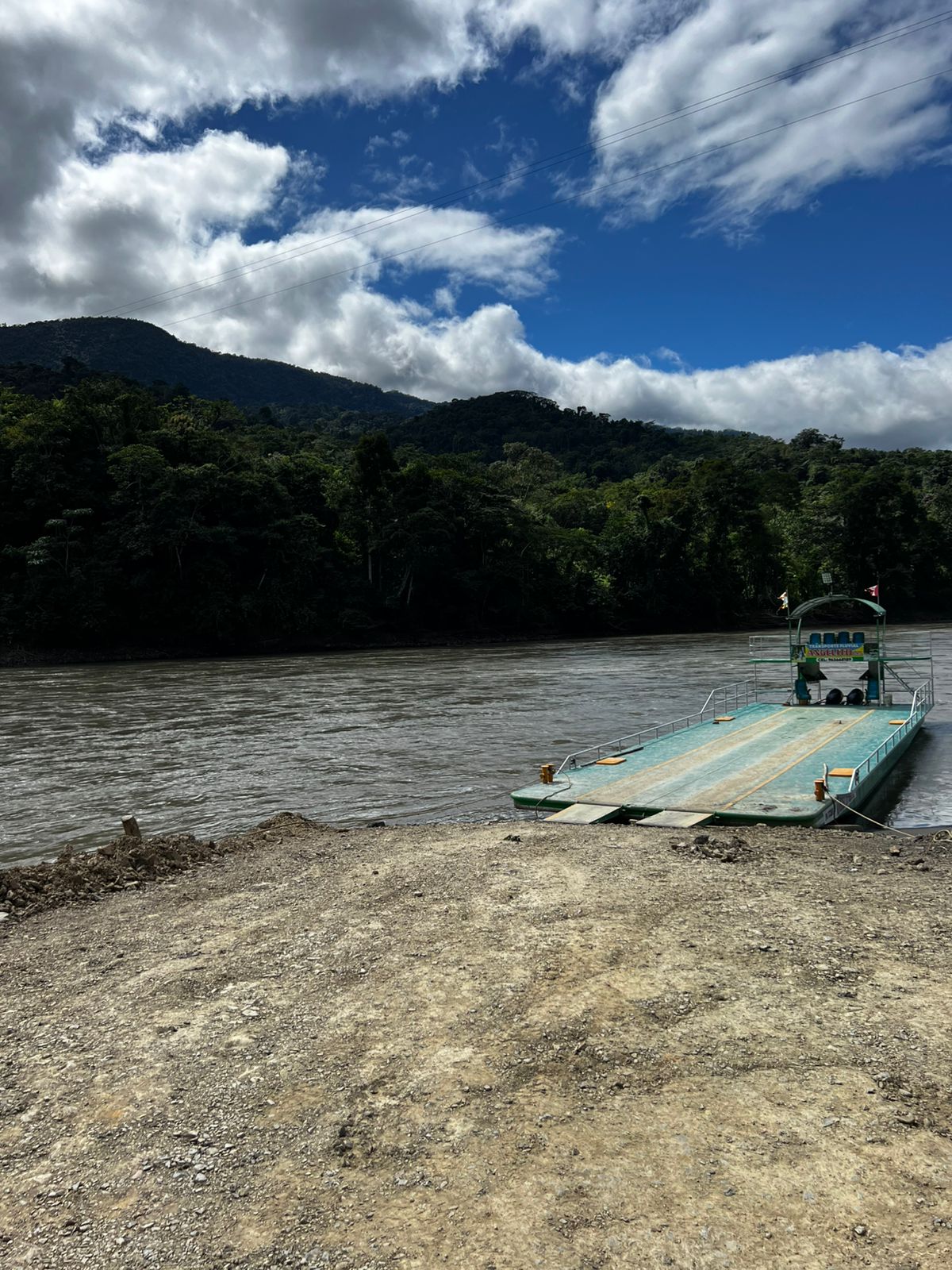 River ferry crossing in the Peruvian jungle